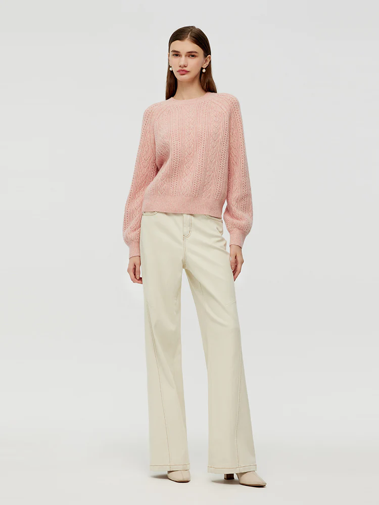 Wool Blend Cable Knit Women Sweater - Image 3