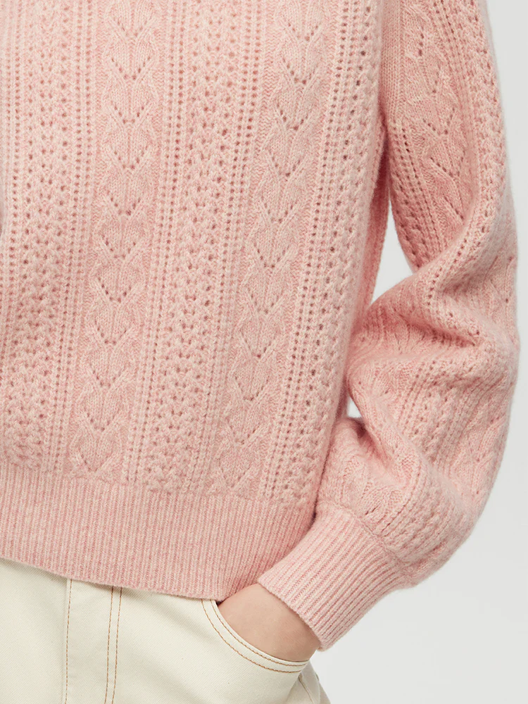 Wool Blend Cable Knit Women Sweater - Image 5