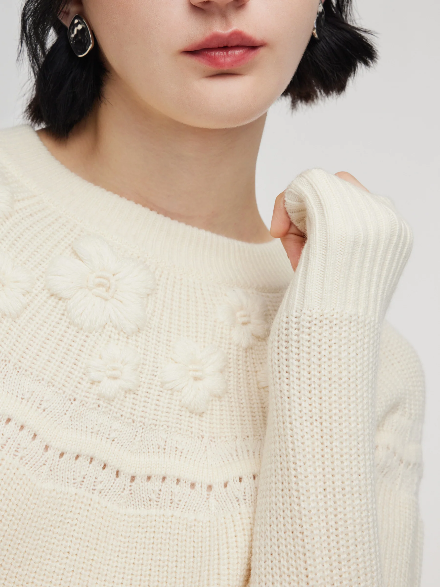 Wool Blend Embroidered Women Sweater - Image 5