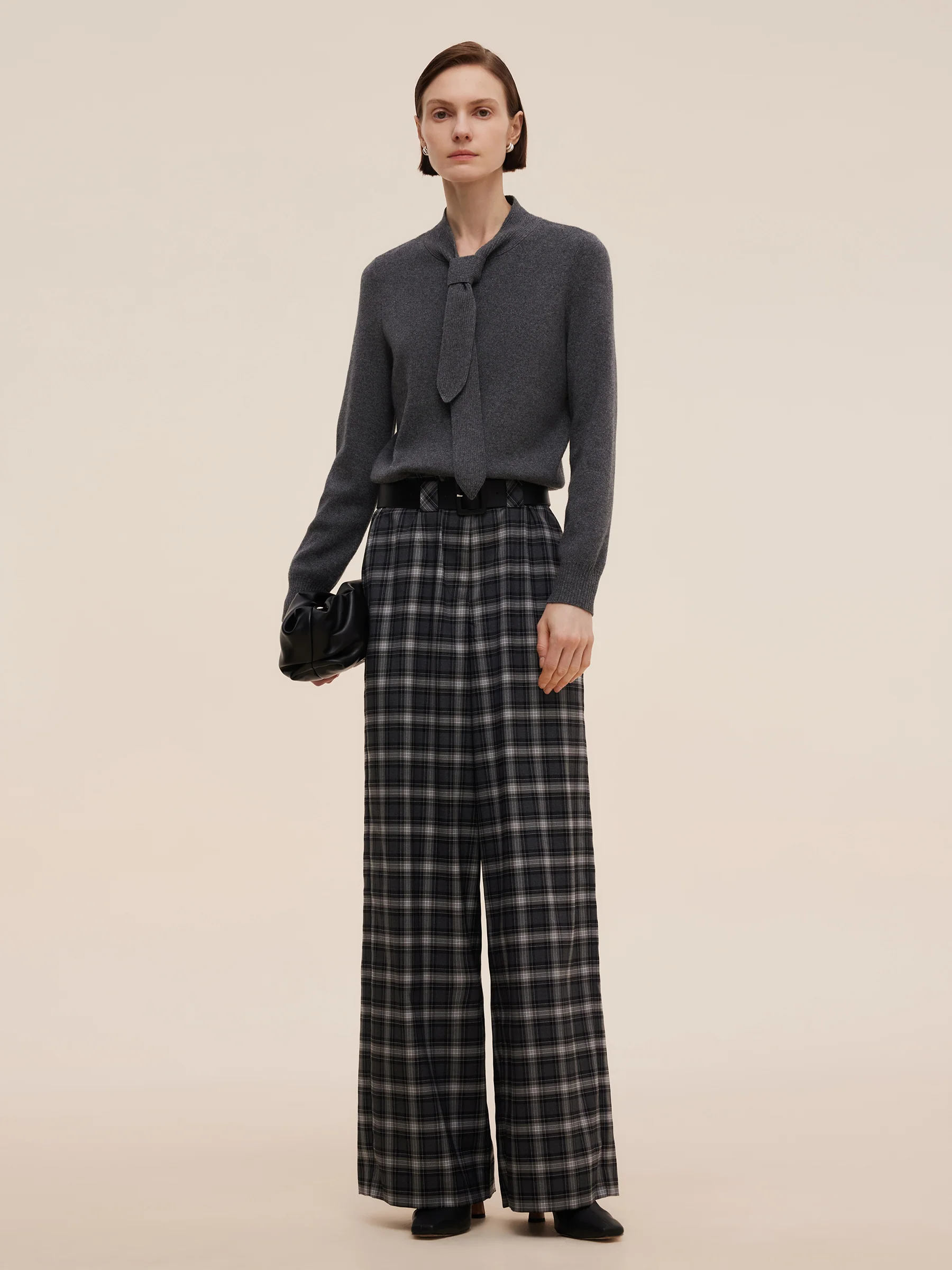 Wool Blend Tie Front Women Knit Top - Image 2