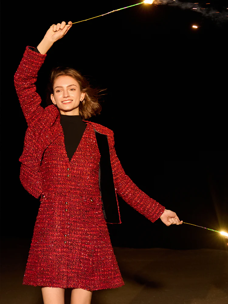 Wool Blend Tweed Women Crop Jacket - Image 4