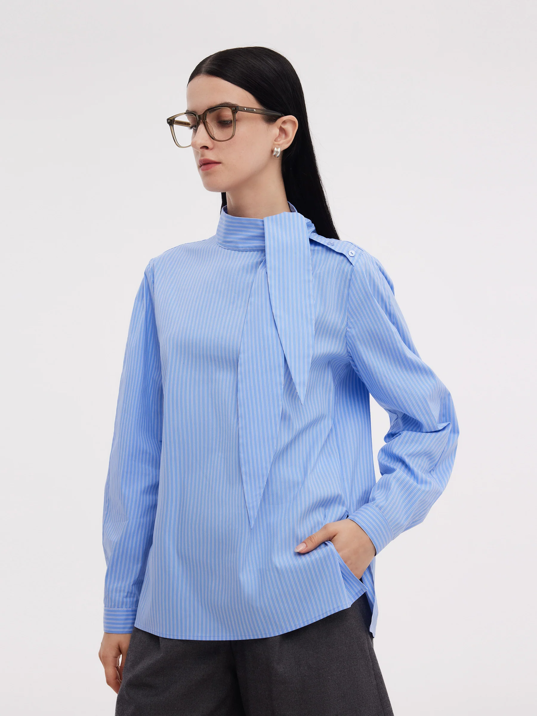 Wool Blend Vest And Blouse Two-Piece Set - Image 5