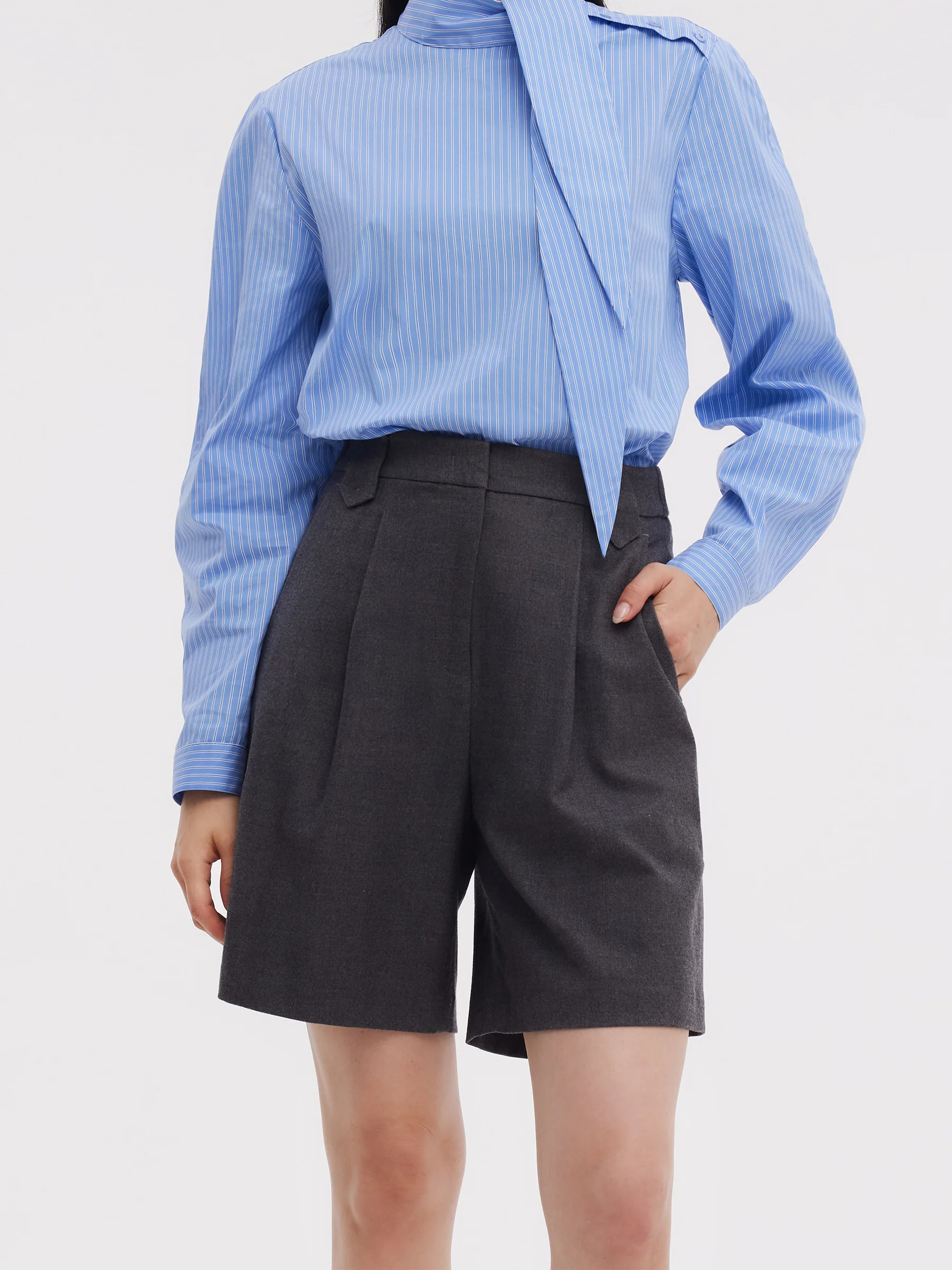 Wool Blend Women A-Line Shorts