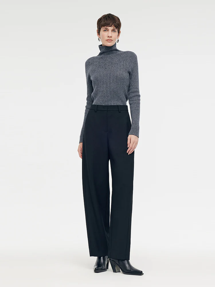 Wool Blend Women Full Length Pants - Image 2