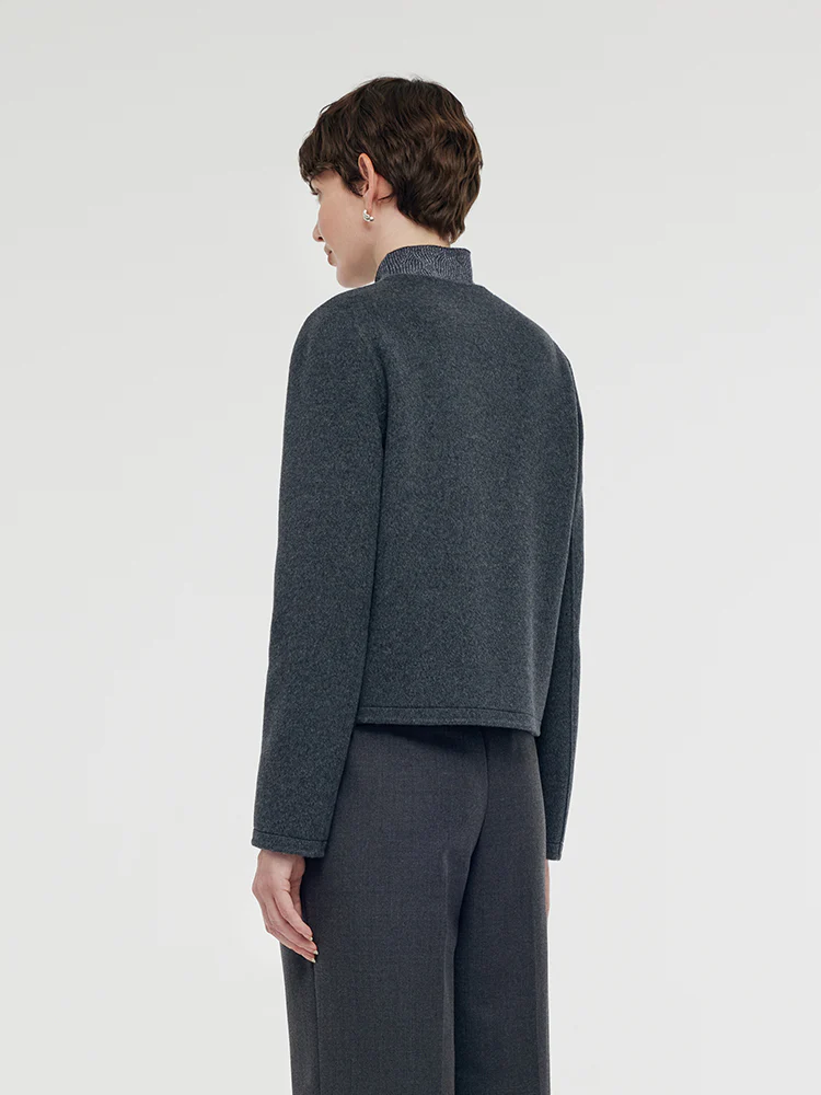 100% Wool Boxy Women Crop Jacket - Image 4