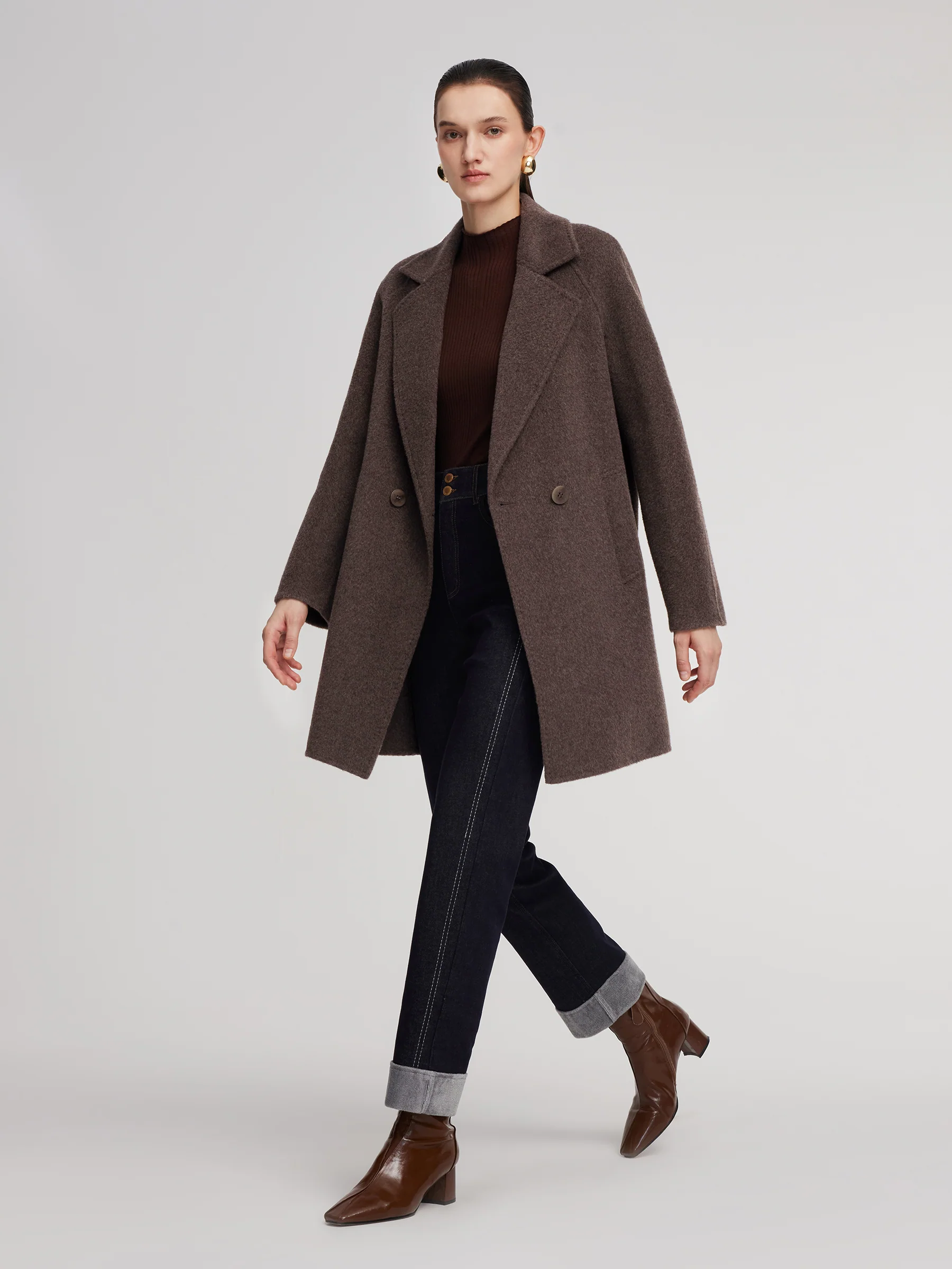 Wool Camel Hair Blend Double-Faced Women Coat - Image 2