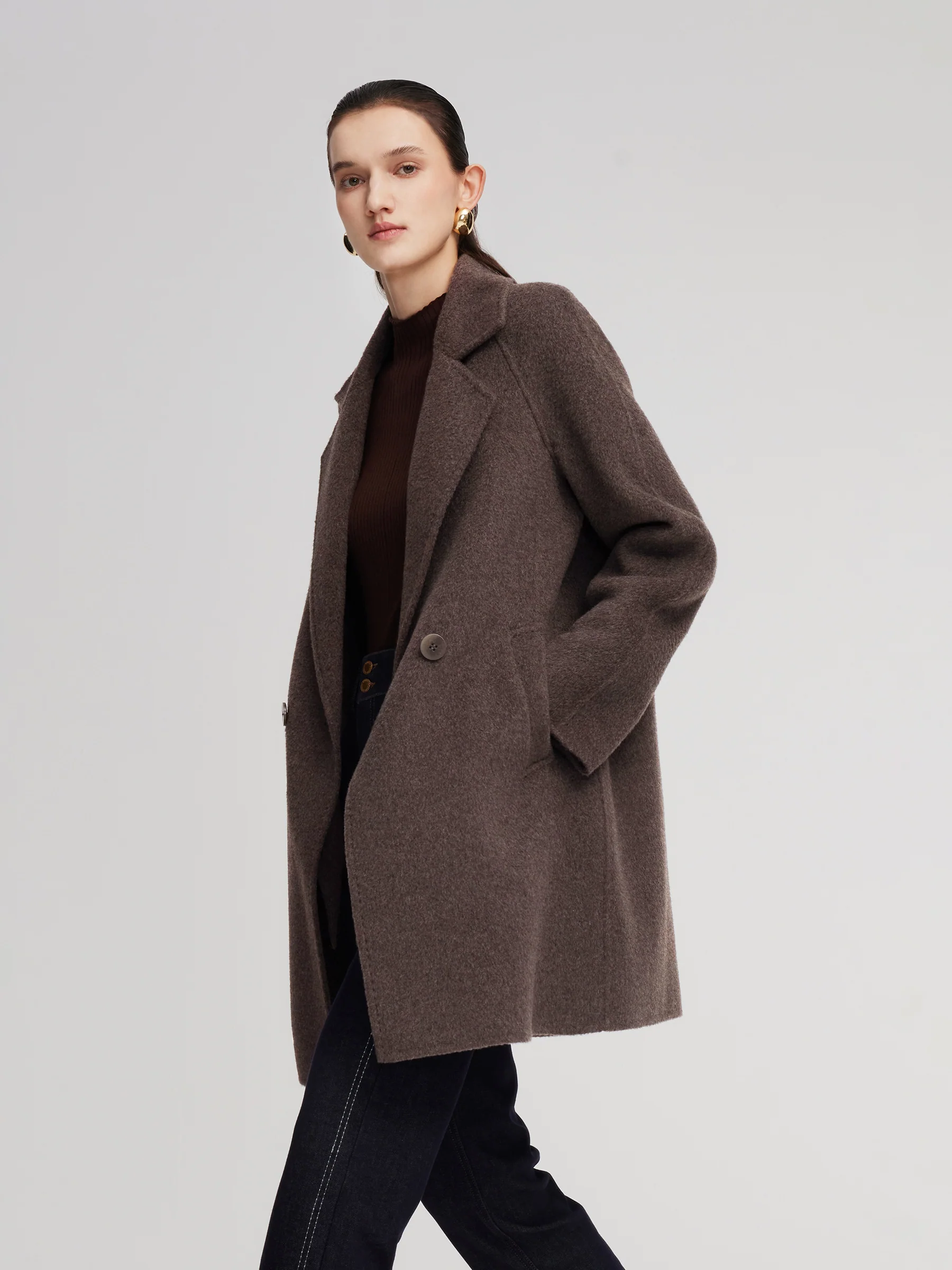 Wool Camel Hair Blend Double-Faced Women Coat - Image 4
