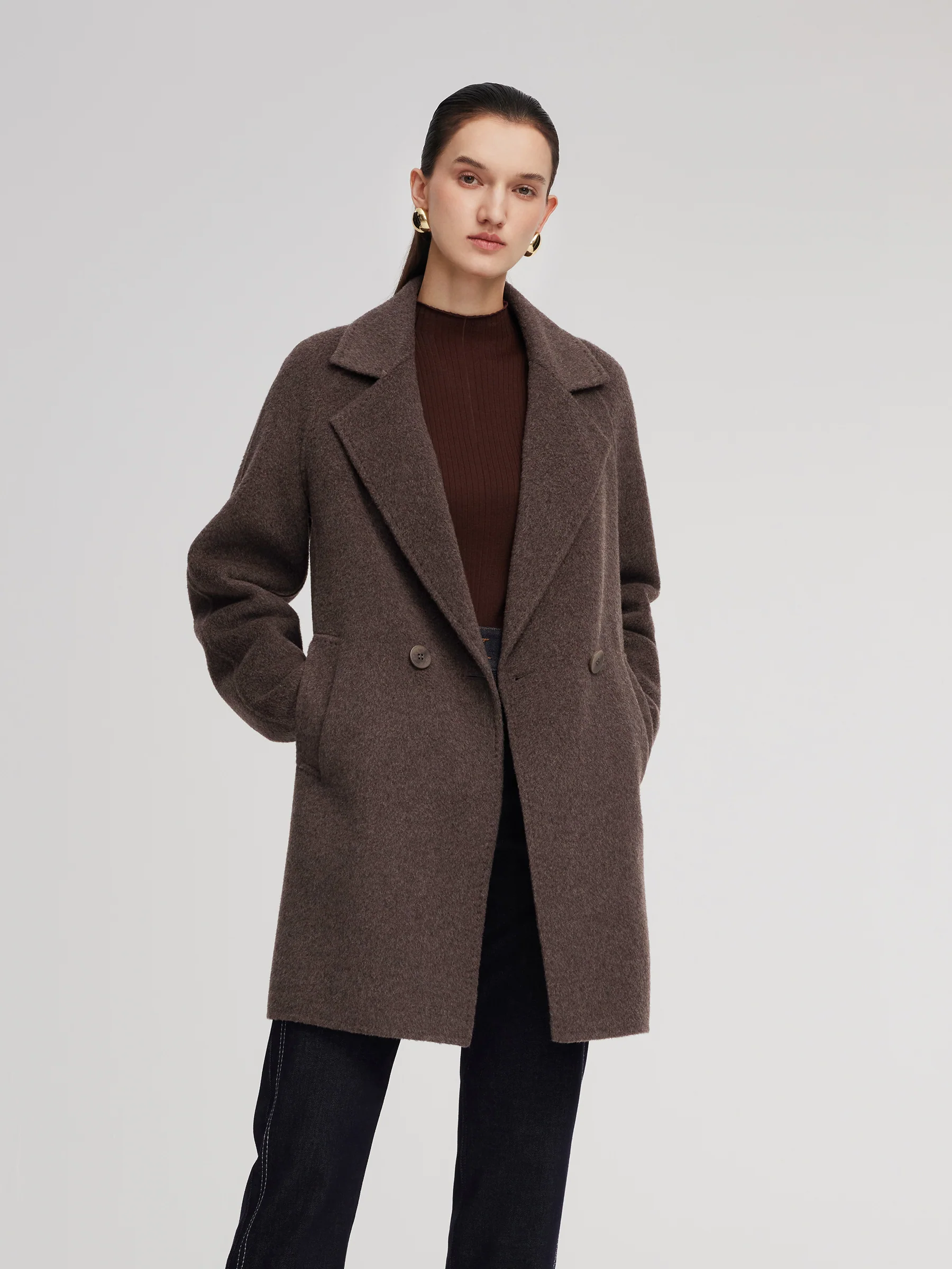 Wool Camel Hair Blend Double-Faced Women Coat - Image 5