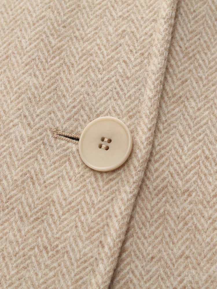 Wool Cashmere Herringbone Double-Faced Unisex Coat - Image 13