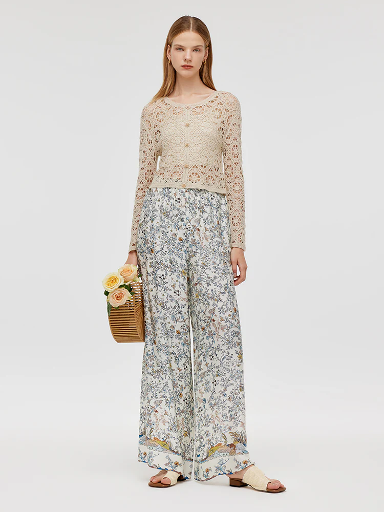 Wool Openwork Women Crop Knit Top With Camisole - Image 4