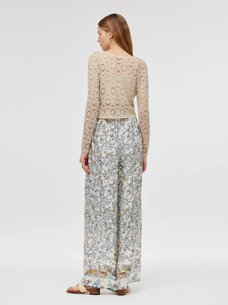 Wool Openwork Women Crop Knit Top With Camisole - Image 5