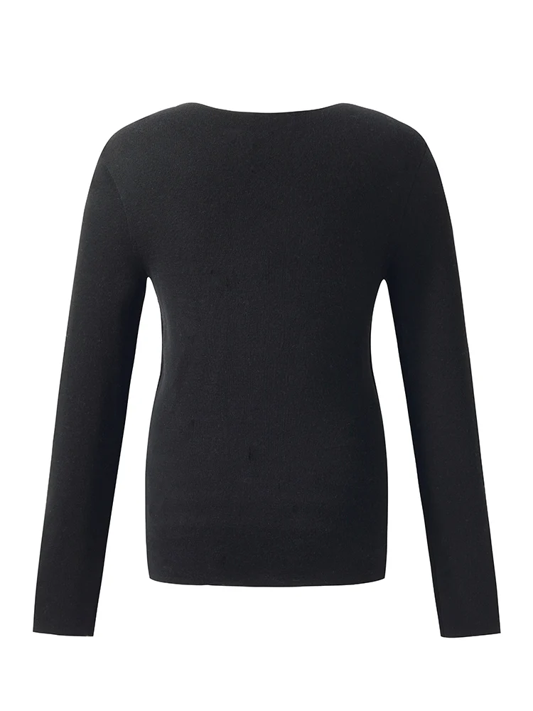 100% Wool Patchwork Women Long Sleeve Knit Top - Image 10