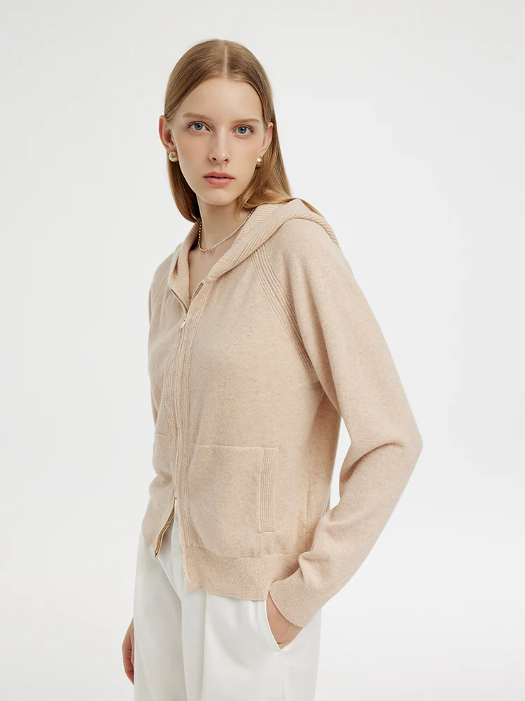 Machine Washable Wool Blend Zip-Up Women Hoodie - Image 6