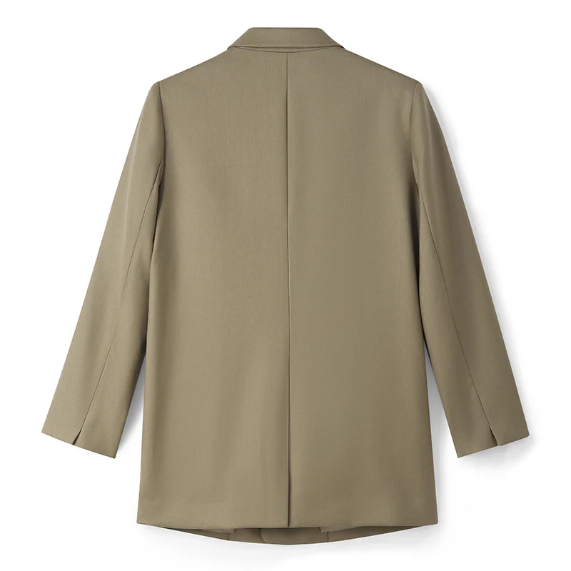 Green Worsted Wool One Button Women Blazer - Image 6