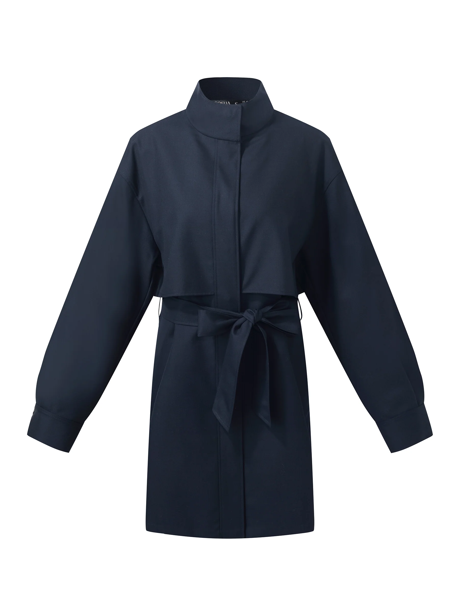 Worsted Wool Blend Women Trench Coat - Image 7