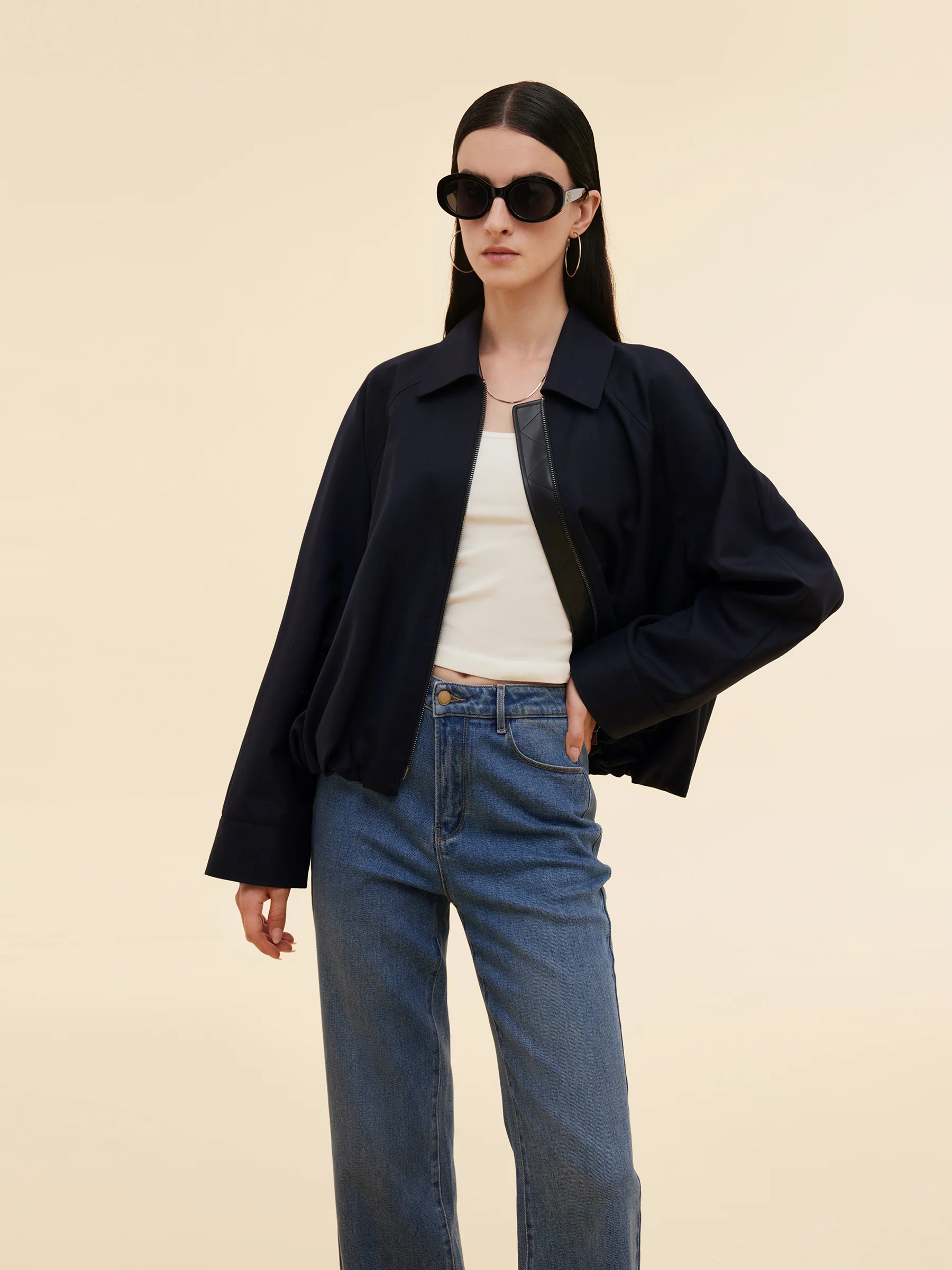 Worsted Wool Blend Zip-Up Women Jacket - Image 5