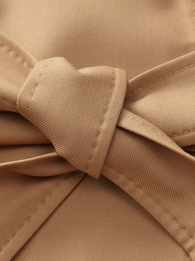 Worsted Wool Lapel Women Trench Coat With Belt - Image 19