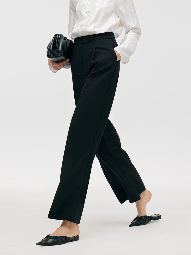 Worsted Wool New Chinese-Style Straight Women Pants - Image 6
