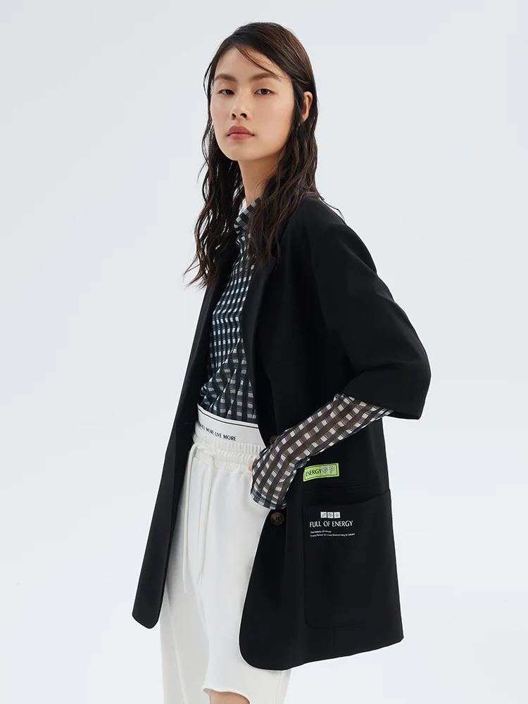Worsted Wool Short Sleeve Women Blazer - Image 3