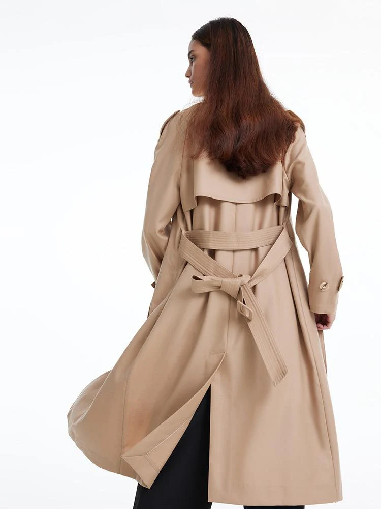 Worsted Woolen Trench Coat With Belt - Image 6