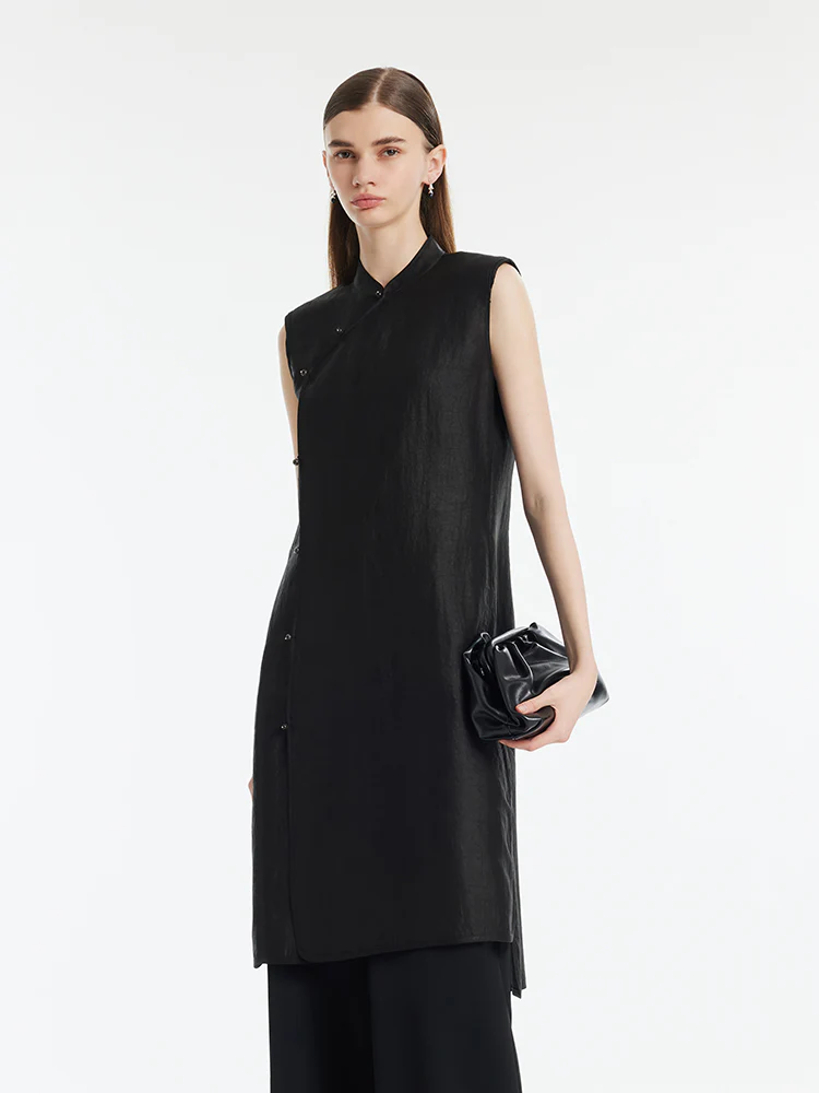 Xiang Yun Silk Asymmetric Hem Women Qipao Mini Dress - Image 5