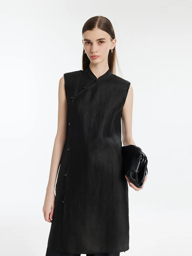 Xiang Yun Silk Asymmetric Hem Women Qipao Mini Dress - Image 6
