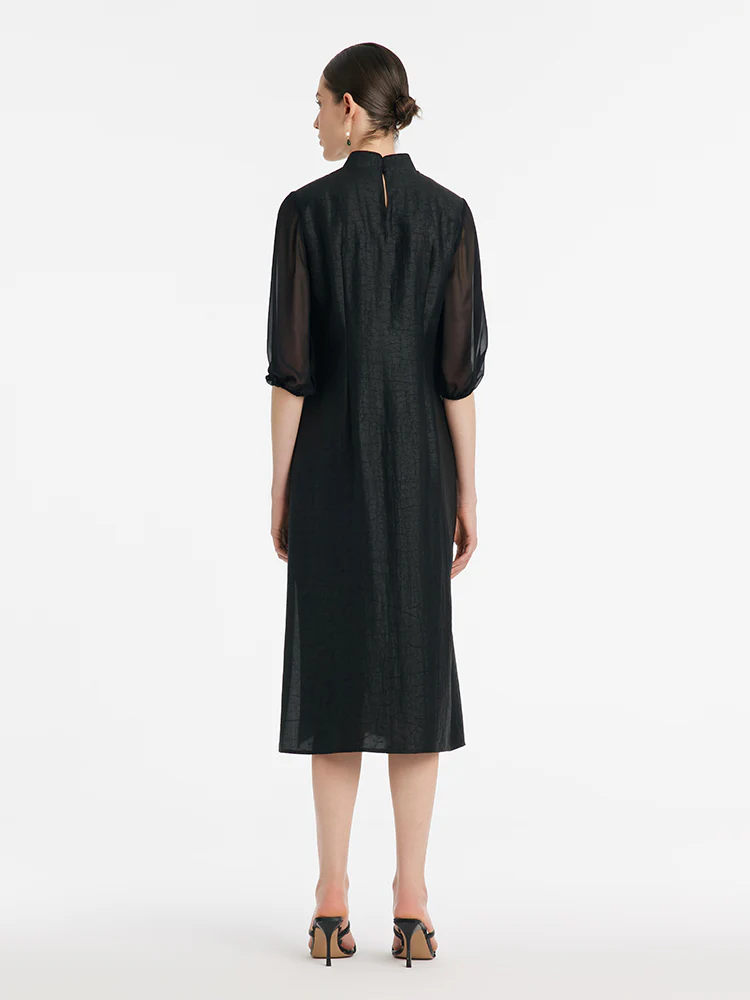 18 Momme Xiang Yun Silk Cheongsam Women Midi Qipao Dress - Image 4