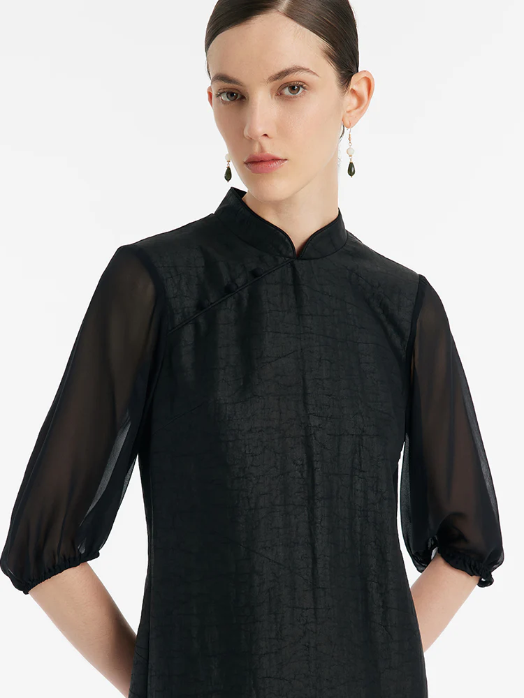18 Momme Xiang Yun Silk Cheongsam Women Midi Qipao Dress - Image 7