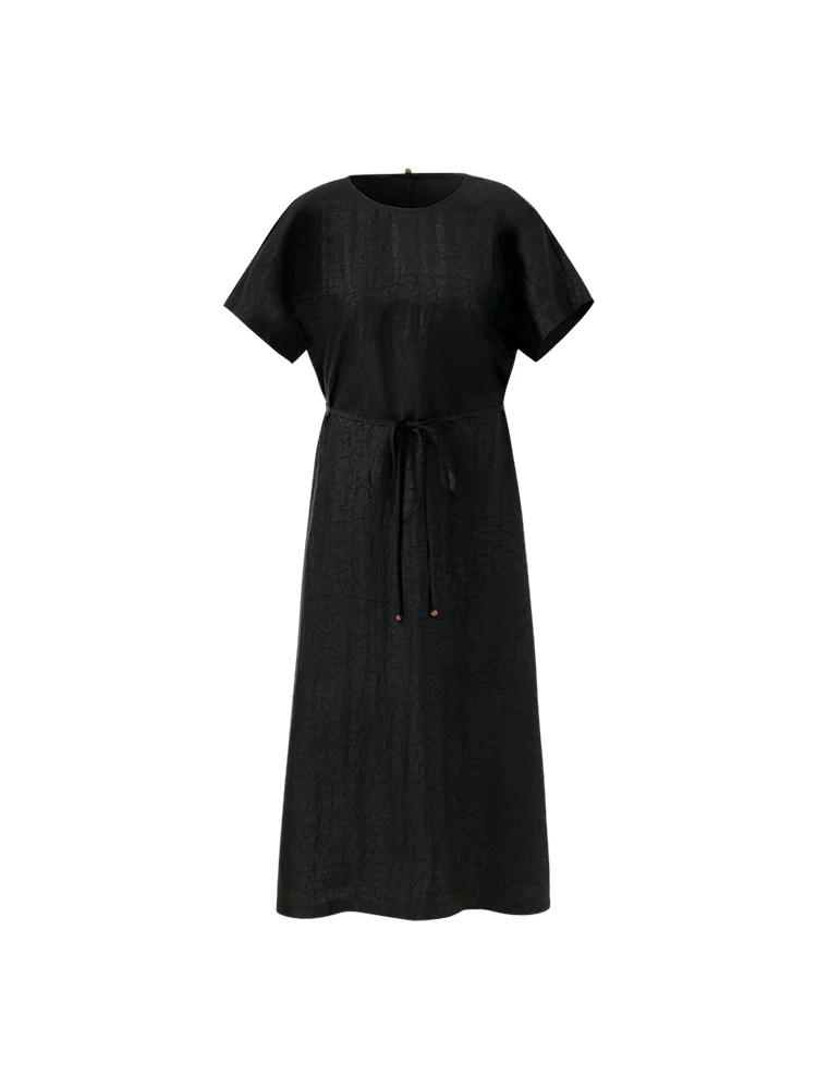 18 Momme Xiang Yun Silk Gathered Waist Women Midi Dress With Pockets - Image 10