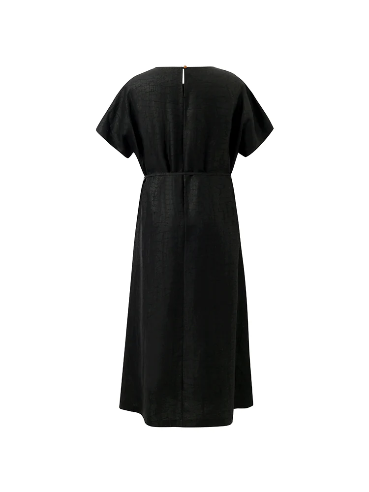 18 Momme Xiang Yun Silk Gathered Waist Women Midi Dress With Pockets - Image 11