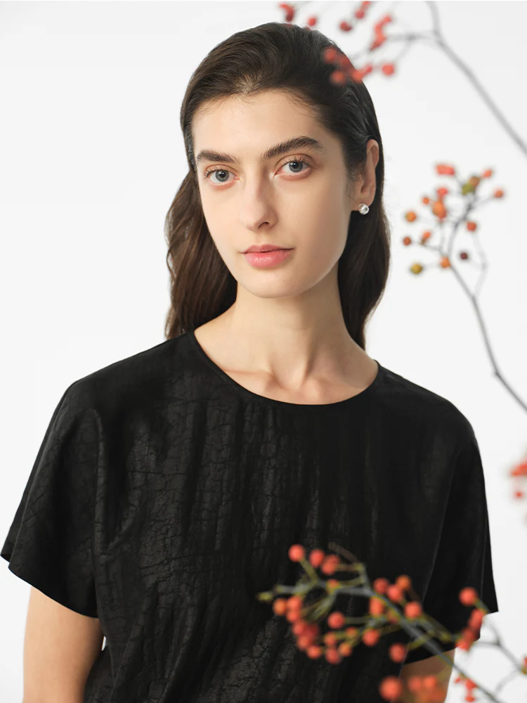 18 Momme Xiang Yun Silk Gathered Waist Women Midi Dress With Pockets - Image 6