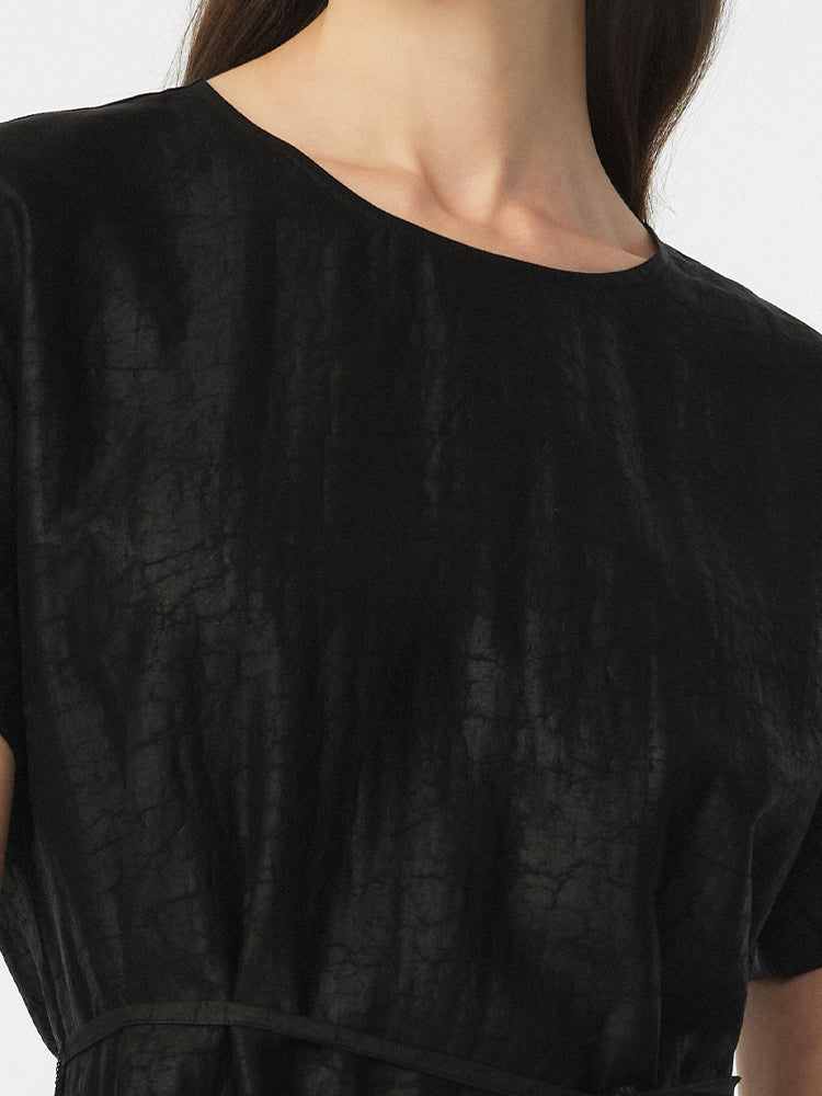 18 Momme Xiang Yun Silk Gathered Waist Women Midi Dress With Pockets - Image 7