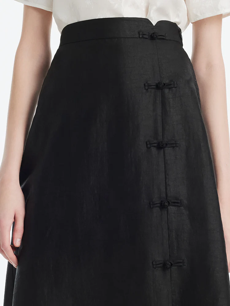 Xiang Yun Silk New-Chinese Style Slit Women Skirt - Image 7