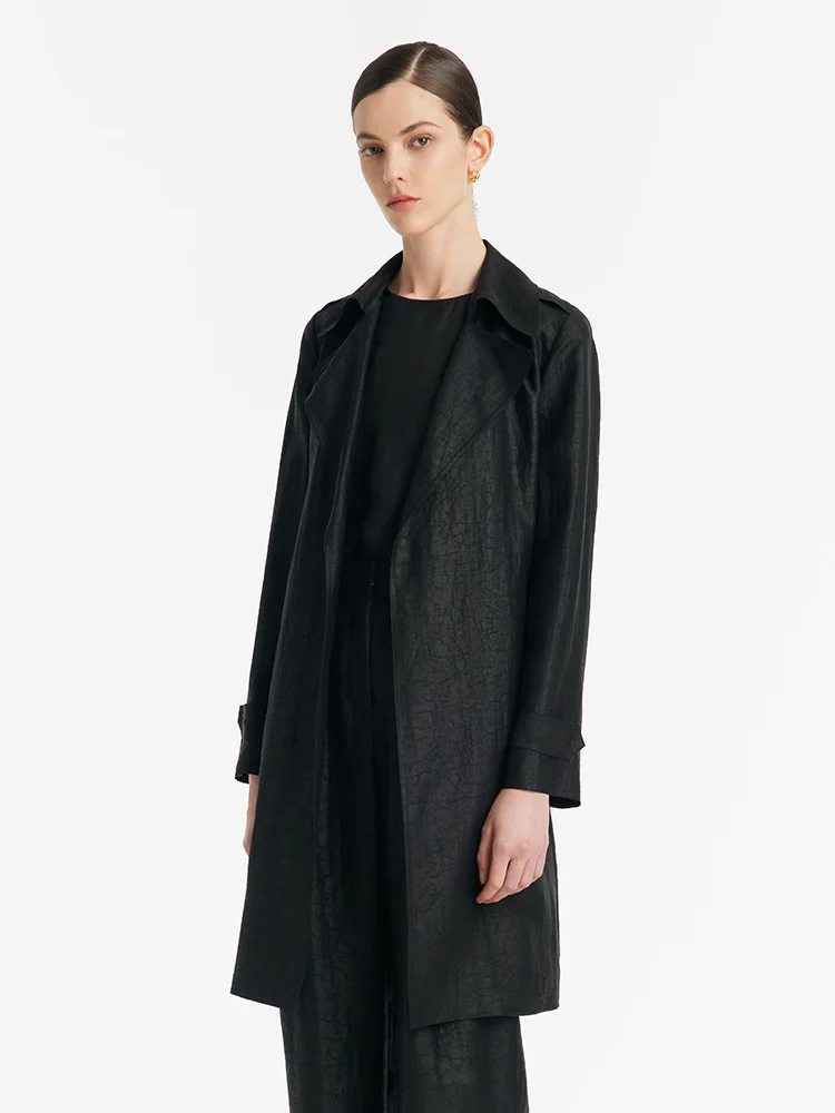 18 Momme Xiang Yun Silk Women Trench Coat With Belt - Image 5