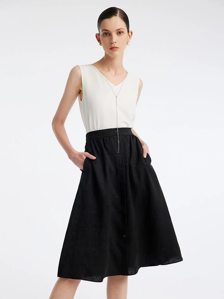 Xiang Yun Silk Knee-Length Women Skirt - Image 5